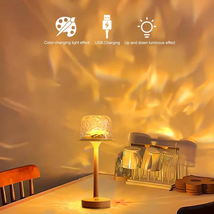 LED Night Light with Remote Control Dimmable Rechargeable LED Lamp 16 Colors Water Ripple Ambient Night Light Bedside Lamp
