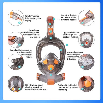 Nouveau masque de plongée sous-marine complet masque de plongée sous-marine pour adulte lunettes Anti-buée sous-marine vue large masque de natation Transparent pliable