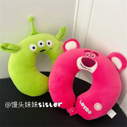 Cartoon Stitch U-shaped Neck Pillow Kawaii Stuffed Anime Comfortable Alien Sullivan Nap Pillow Airplane Travel Pillow Xmas Gifts