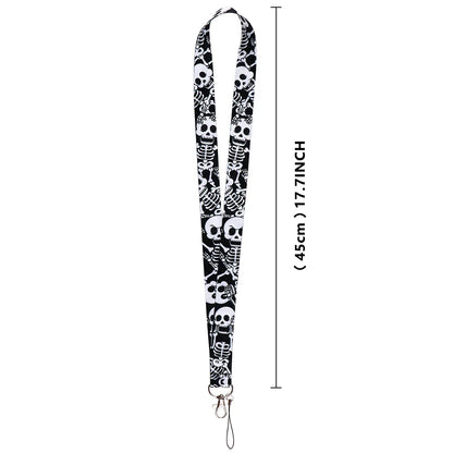 Cordon en forme de crâne pour clés, cartes d'identité, gym, téléphone, porte-badge USB, lanière de cou DIY, corde de suspension, accessoires de téléphone pour Halloween