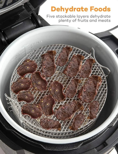 Air Fryer Grill Stand with Five Stackable Layers, Food Grade Stainless Steel Dehydrator Rack Accessories