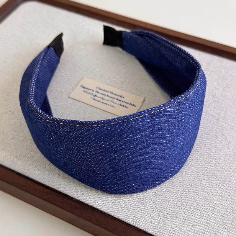 Rétro bleu Cowboy large bord Denim bandeau pour femme tempérament bandeau cheveux cerceau dame mode polyvalent cheveux accessoires nouveau