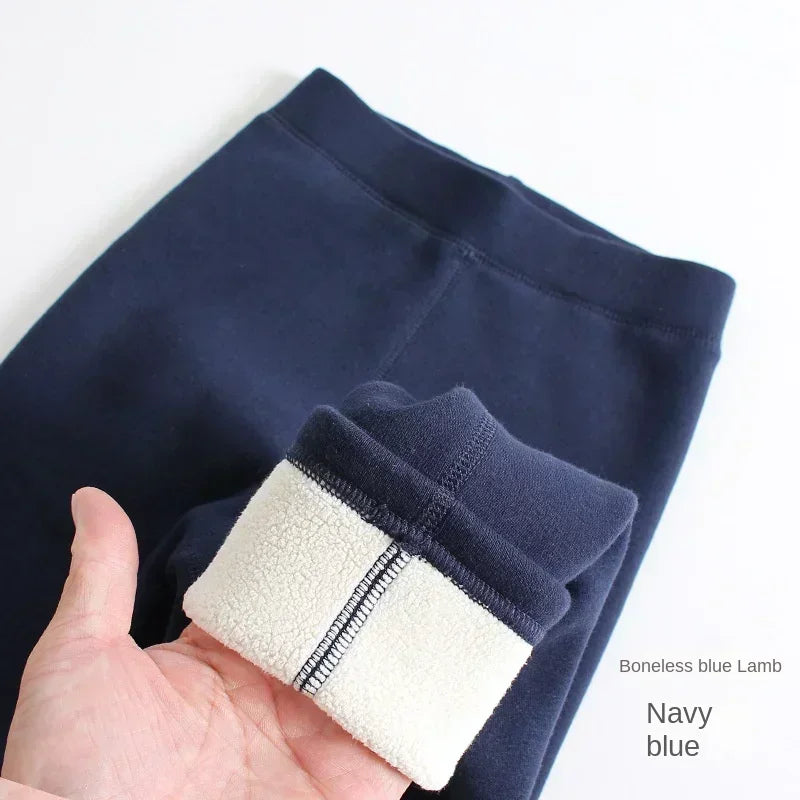 Leggings polaires désossés pour filles, pantalons polaires épais pour enfants, couleur unie, vêtements d'extérieur, automne et hiver