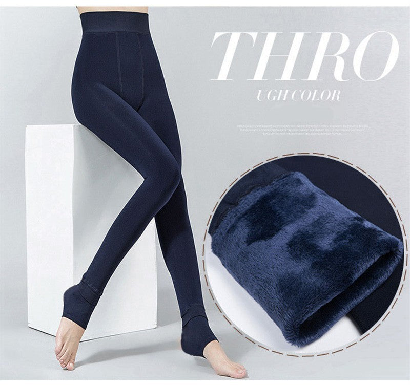 Femmes hiver Leggings chaud Leggins taille haute couleur unie velours femmes épaissi velours Leggings décontracté extensible Leggings