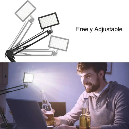 Lumière LED pour photographie, éclairage pour Selfie, éclairage de conférence, lampe de Studio Photo avec bras à ciseaux, pour Zoom, Streaming en direct sur YouTube