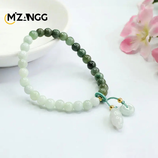 Bracelet en jadéite authentique, dégradé bicolore, boucle de paix, cordon en jade, délicat, tendance, bijoux avancés, cadeaux pour filles