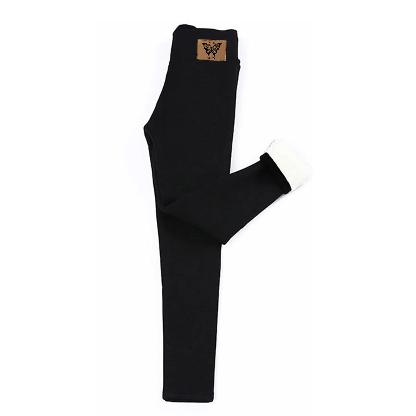 Leggings d'hiver doublés de velours pour femmes, pantalons chauds, taille haute, monochromatique, confortable, extensible, thermique, grande taille, sourire