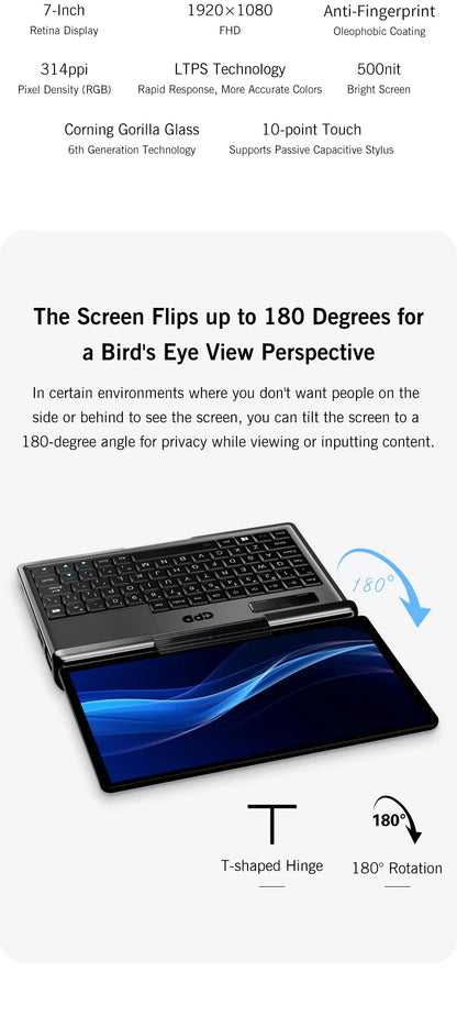 Nouvel ordinateur portable 7 pouces GPD MicroPC 2 Intel® Core™ i3-N300 16GB/512GB Portable Ordinateur Portable Windows 11