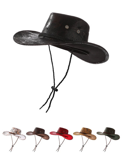 Nouveau chapeau de cowboy occidental vintage pour homme, dame gentleman, cow-girl, avec bord large en cuir, cloche, chapeau d'église, Sombrero Hombre