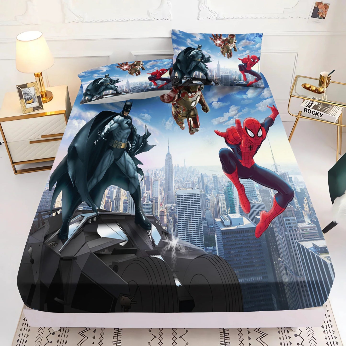 Marvel's Avengers 2/3pcs Bedding Set Fitted Sheet Printed 100% Polyester Anime Home Decor Suitable For Children And Adults