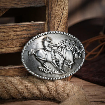 Boucle de ceinture western vintage avec initiales, motif cowboy et rodéo, grande tête de mort argentée, pour homme et femme