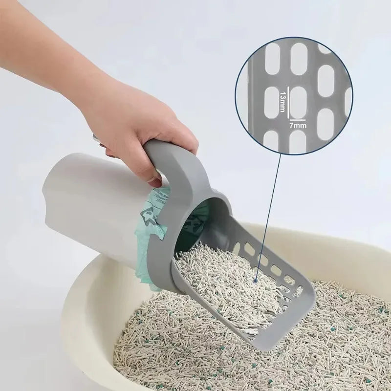Pelle à litière pour chat avec sacs à déchets, auto-nettoyante, pelle à litière pour chat, boîte à litière Portable, outil de nettoyage, fournitures pour animaux de compagnie