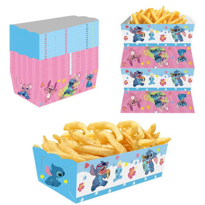24Pcs/Set Lilo Stitch Party Snack Boxes Birthday Party Decoration French Fries Snack Candy Popcorn Food Holders Partys Supplies
