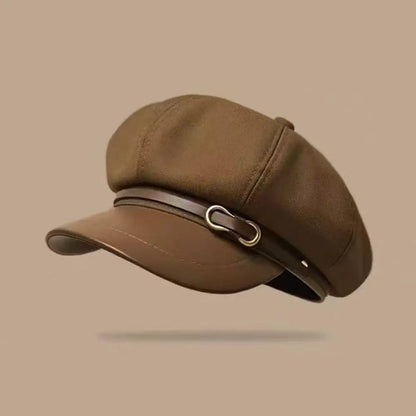 Béret de Style britannique rétro pour femmes, casquette de journal octogonale polyvalente pour grande circonférence de la tête, chapeau de printemps et d'automne