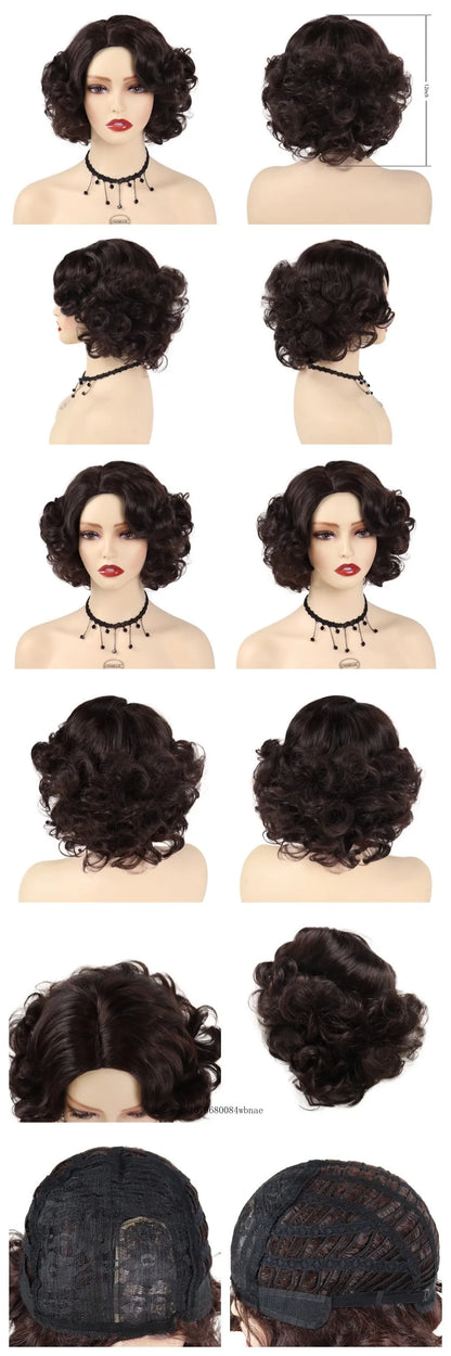 Synthetic Hair Pink Short Curly Wig for Women Big Wavy 80s Cosplay Wigs Halloween Costume Harajuku Anime Wig Natural Looking