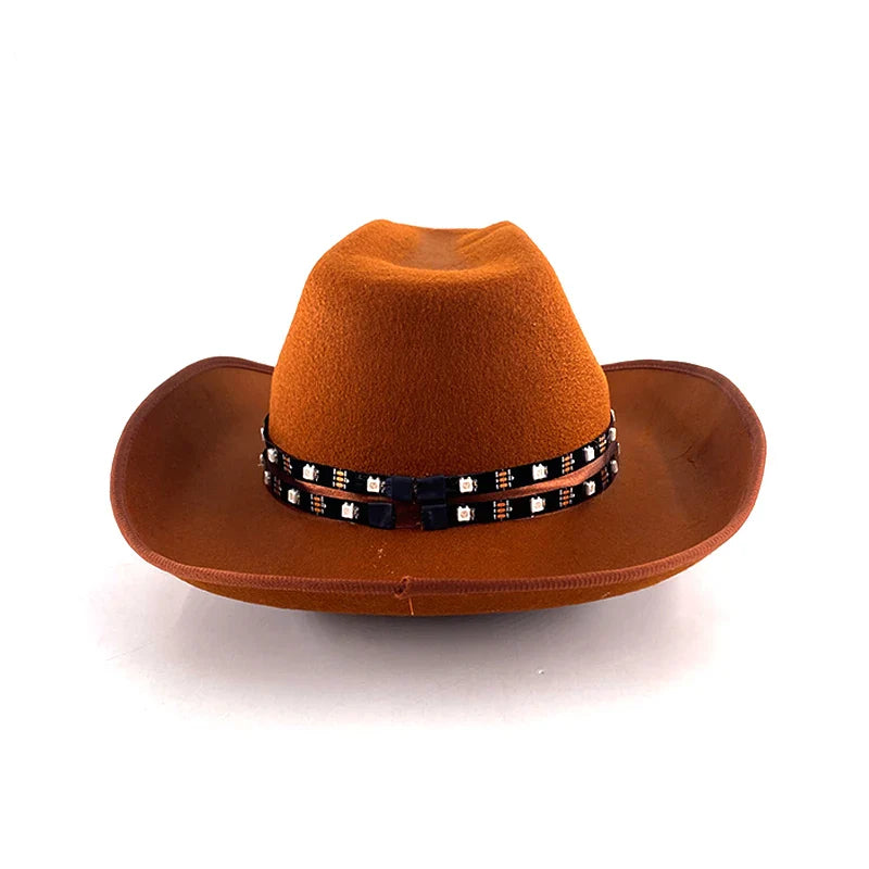 Chapeau de cowboy LED télécommandé pour femmes et hommes, chapeaux de cow-girl occidentaux, robe de l'ouest, vêtements de sauna scintillants pour Halloween, casquette unisexe, mode
