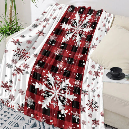 Christmas Snowflake Red Throw Blanket Portable Warm Blanket Blankets For Beds Home Decor Sofa Blanket