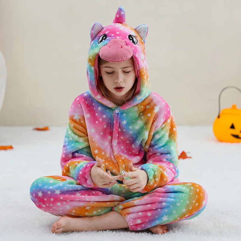 MICHLEY Pyjama grenouillère en flanelle pour Halloween, hiver, avec capuche, pour enfants, déguisement familial, combinaison de nuit, robe de chambre pour garçons et filles