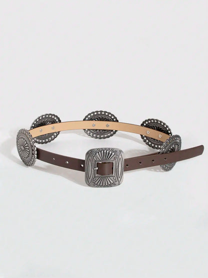 Ceinture robuste en métal sculpté pour femmes, 1 pièce, Style Punk, accessoire Cowboy Cowgirl, Boho