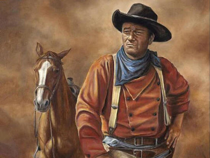 5D DIY Diamond Painting Cowboy John Wayne Full Round Diamond Mosaic Picture of Rhinestones Diamond Embroidery Home Decoration