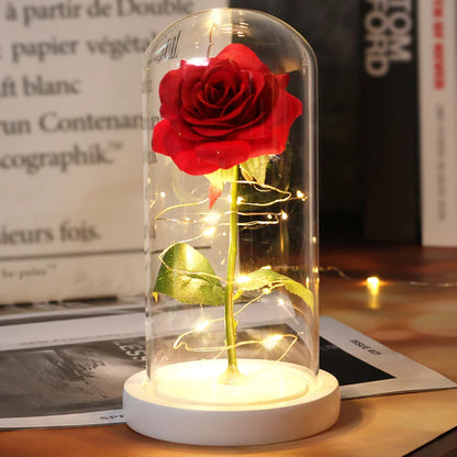 Fleurs lumineuses LED enchantées avec la Belle et la bête, dôme de roses décoratif pour mariage, saint-valentin, cadeau de fête des mères