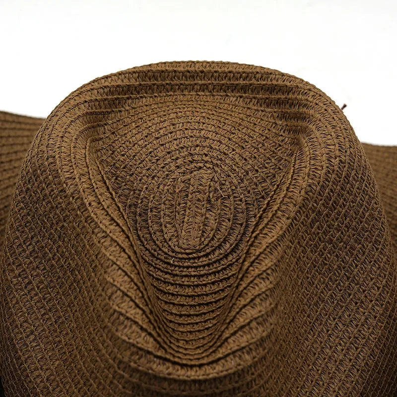 Chapeau de Cowboy d'été à large bord pour femmes et hommes, chapeaux de paille de Cowgirl occidentale, mode robe fantaisie occidentale, couvre-chef de fête, casquette unisexe