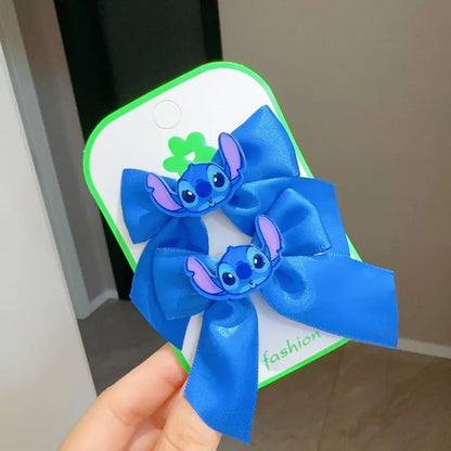 New Stitch Half Pack Fabric Bow Small Hair Clip Cute Cartoon Press Clip Female Children's Hair Accessories Shattered Hair Clip