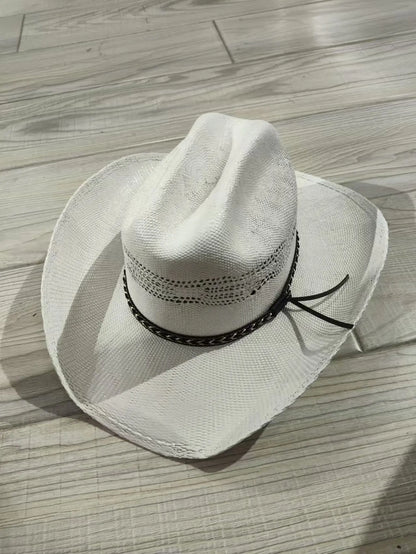 Cowboy hat summer straw hat unisex cowboy hat jazz cowboy straw hat wide brim hat spray paint custom hat party cowboy hat