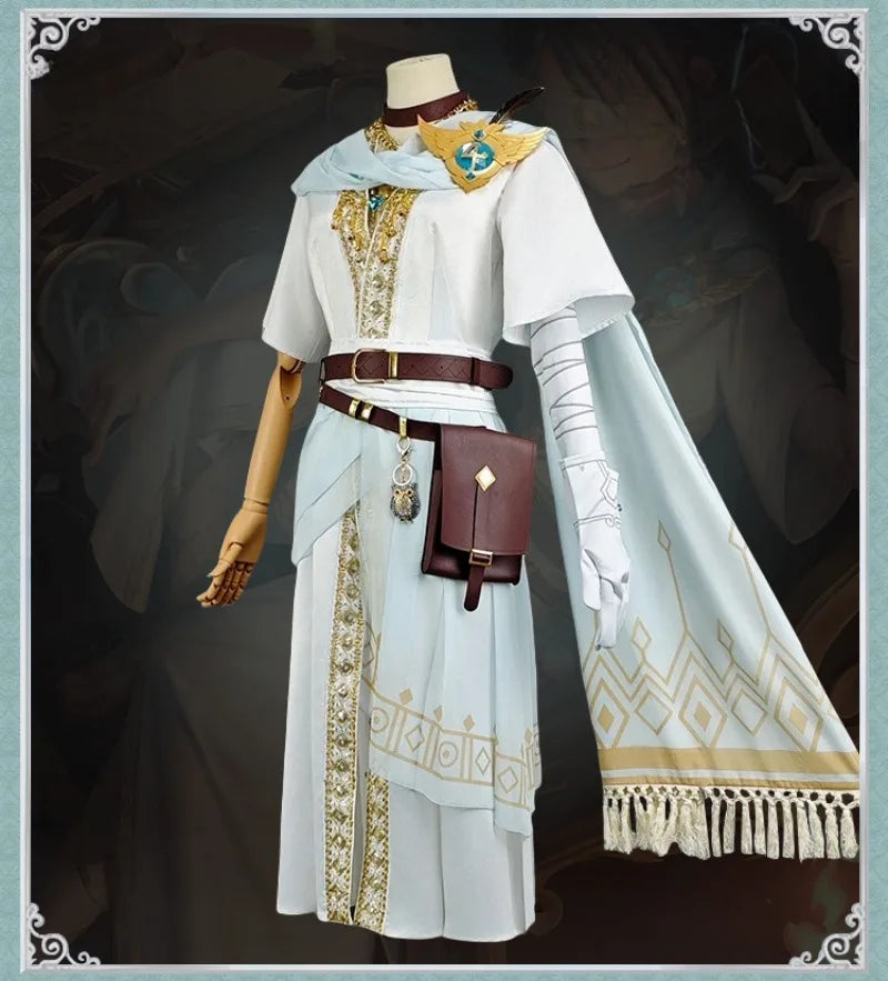 Jeu Identity Ⅴ Cosplay Eli Clark Costume Blanc Magnifique Élégant Uniforme de Combat Complet Tenue de Jeu de Rôle pour Hommes Fête Thématique