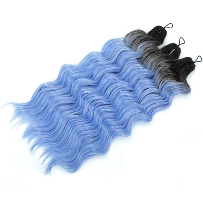24Inch Crochet Hair Synthetic Braiding Hair Extensions Water Wave Ombre Rainbow color Fake Hair ANNA Deep Wave Curly Hair