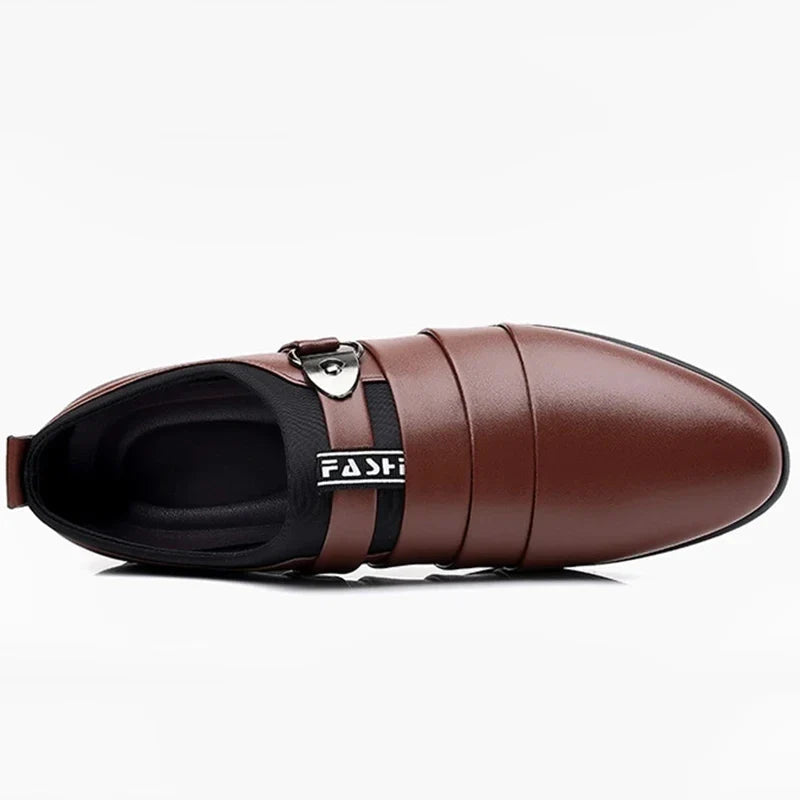 Leather Shoes for Men Slip on Pointed Toe Oxfords Formal Wedding Party Office Business Casual Dress Shoes for Male Social Shoe