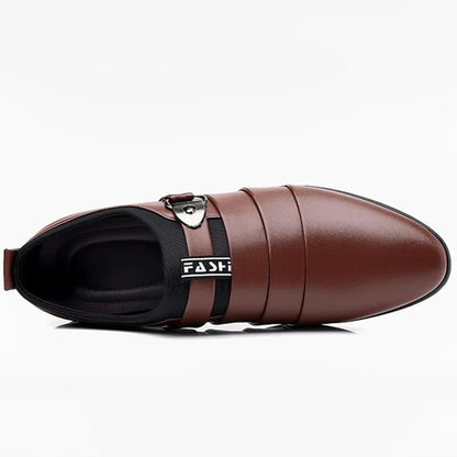 Leather Shoes for Men Slip on Pointed Toe Oxfords Formal Wedding Party Office Business Casual Dress Shoes for Male Social Shoe