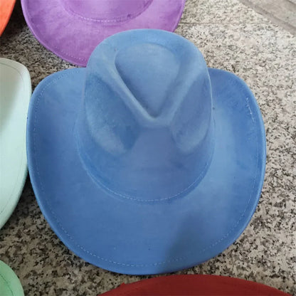 Classic Suede Leather 7.5CM Western Cowboy Women's Fedora Hat Men's Church Jazz Hat Fashion Travel Party Hat Denim Hat 2025