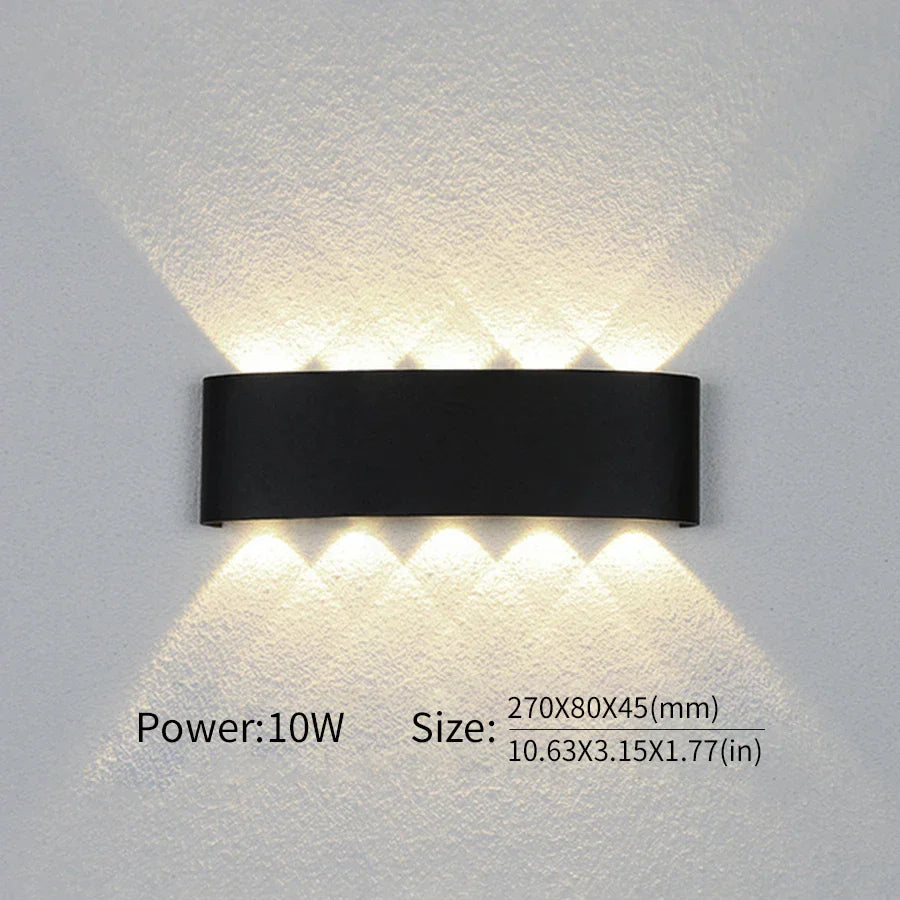 Mur LED lumière extérieure intérieure 2W 4W 6W 8W 10W AC85-265V haut vers le bas blanc noir lumière moderne pour maison jardin chambre couloir