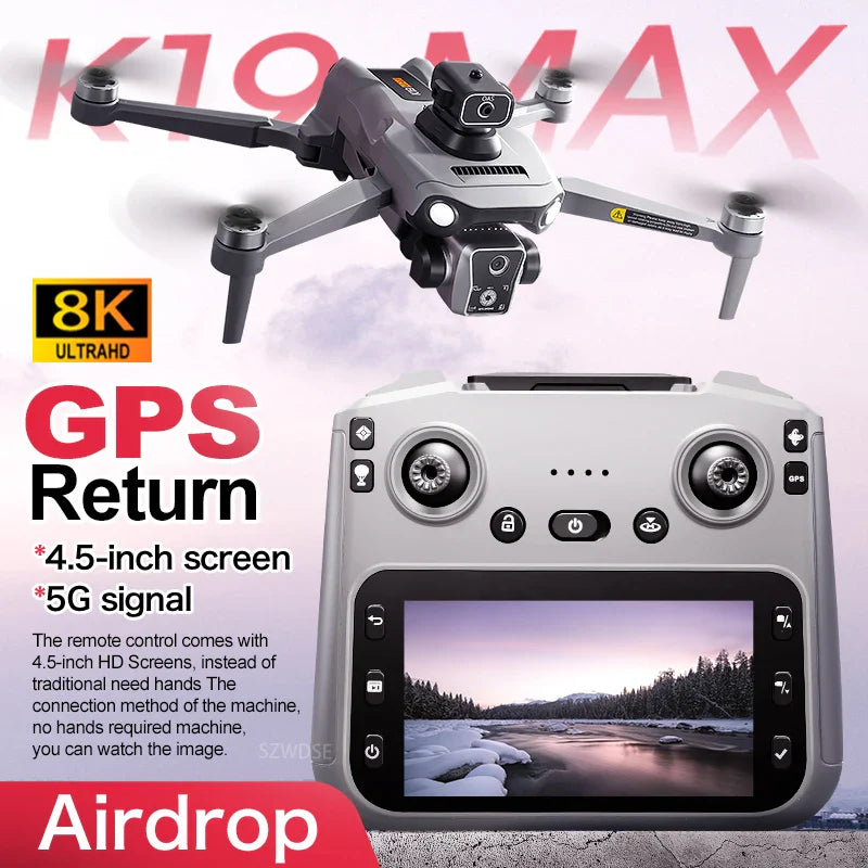 K19 Max Drone caméra HD 5G WIFI professionnel photographie aérienne Drone sans brosse flux optique évitement d'obstacles quadrirotor jouets