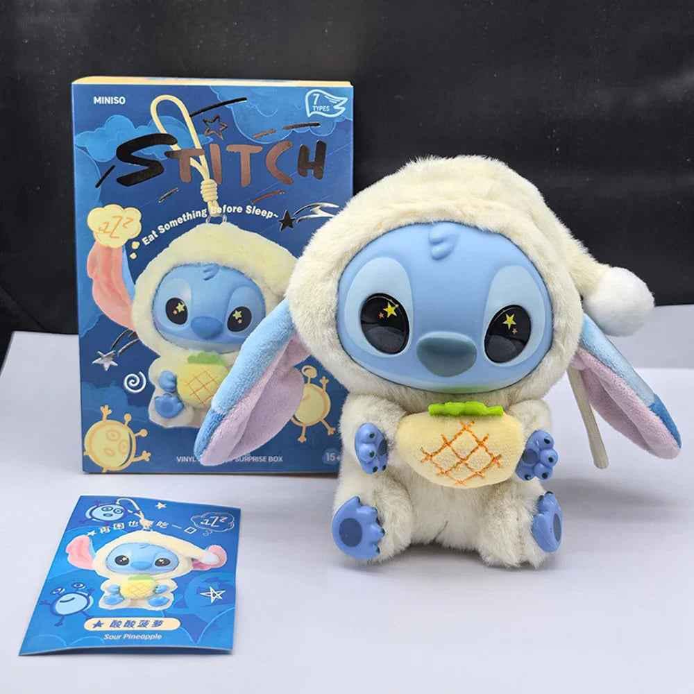 Stitch Eat Something Before Sleep Series Blind Box Plush Vinyl Toys Cute Doll Replica Mystery Box Bag Pendant Decor Gift