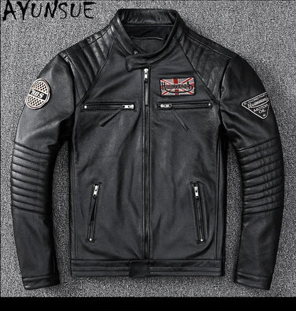 Mens Leather Jacket Autumn Men Clothing Handsome Motorcycle Jackets Two Colors Short Coats Kurtka Męska Skórzana Slim