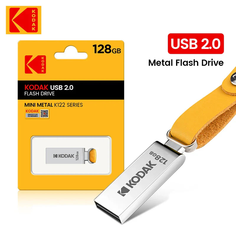 Clé USB Flash Drive KODAK Mini 100 % Originale en métal 32 Go 64 Go 128 Go avec cordon pour clés, clé USB 2.0