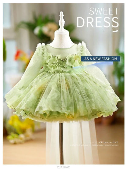 Girls' Floral Evening Dress Toddler Birthday Princess Outfit Christening Clothes Costume First Year Children's Dresses