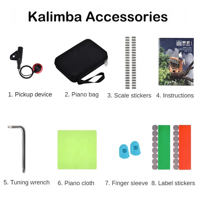 LINGTING-Kalimba à double pouce avec accessoires, clavier musical professionnel, 34 prédire, notes en C