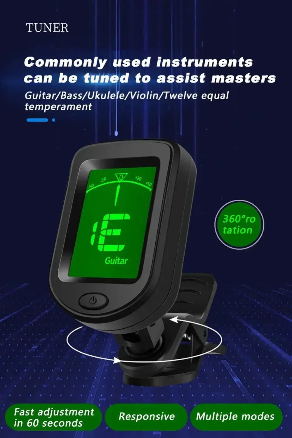 Folk guitar tuner Violin Folk Music Guzheng Pipa Erhu Twelve Average Rhythm Multifunctional Sound Crafting Device