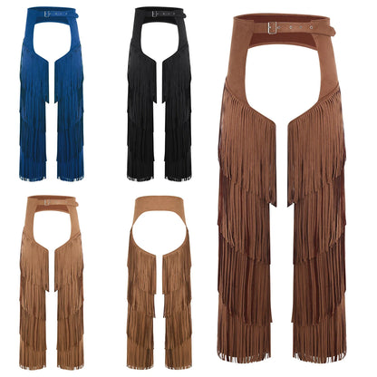 Pantalon Long en flanelle pour femmes, avec pompon latéral, taille, entrejambe ouvert, vélo, équitation, Cowgirl, Costume Cospaly d'halloween