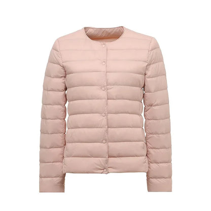 2024 New Spring Winter Women Liner Warm Down Jackets Ultralight Collarless Portable Female Padded Parkas O-Neck Puffer Overcoat
