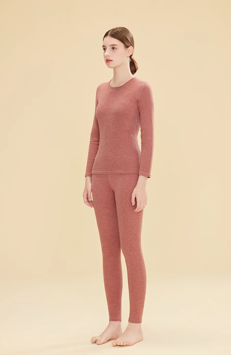 1 ensemble de sous-vêtements thermiques chauds en laine et soie pour femmes, ensembles de vêtements thermiques longs pour l'automne et l'hiver