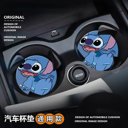 Stitchou cute cartoon animation peripheral car storage non-slip mat car interior decoration creative personality water coaster