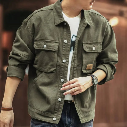 Manteau de cowboy pour hommes bouton automne lâche nouveau blouson en jean homme taille L mode rétro japonaise Cowgirl vêtement élastique à bas prix