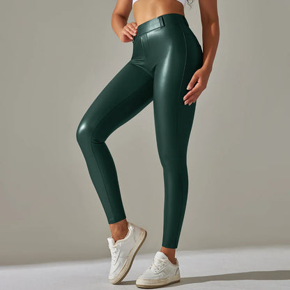 Leggings en cuir PU femmes Sexy Scrunch fesses Leggings filles Faux cuir pantalon taille haute Push Up Leggings décontractés 6 couleurs
