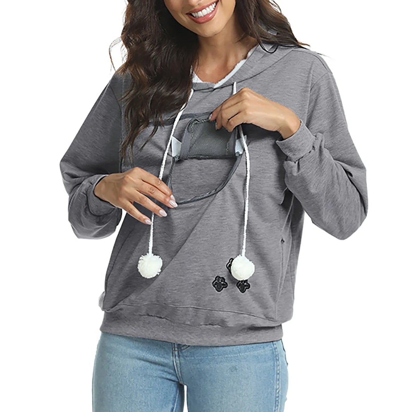 Hoodies For Teen Girls Women'S Solid Sport Casual Funny Cat Ear Zipper Mesh Large Pocket Hoodie 2000s Clothes Y2k