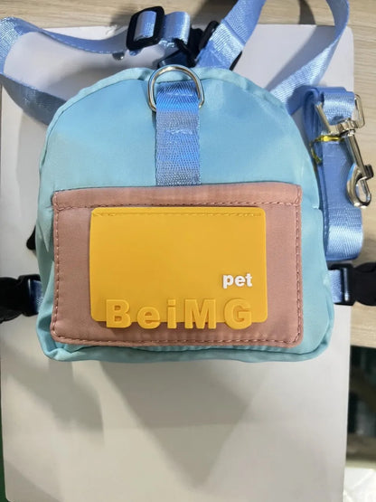Animal de compagnie auto sac à dos animal de compagnie auto-sac à dos dessin animé chien poitrine petit cartable chat chien en plein air voyage chien sac à dos fournitures pour animaux de compagnie en gros