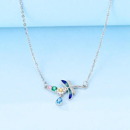 Sterling Silver Crystal Dragonfly Necklace